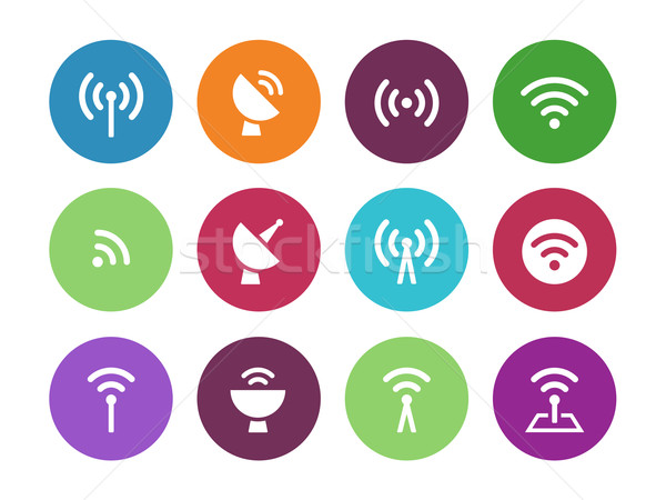 Radio Tower circle icons on white background. Stock photo © tkacchuk