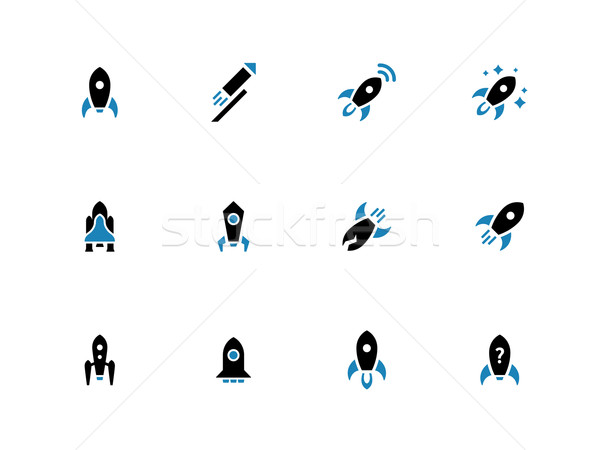 Space rocket duotone icons on white background. Stock photo © tkacchuk