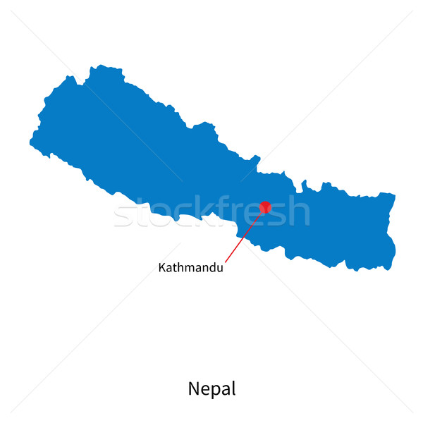 Detailed vector map of Nepal and capital city Kathmandu Stock photo © tkacchuk