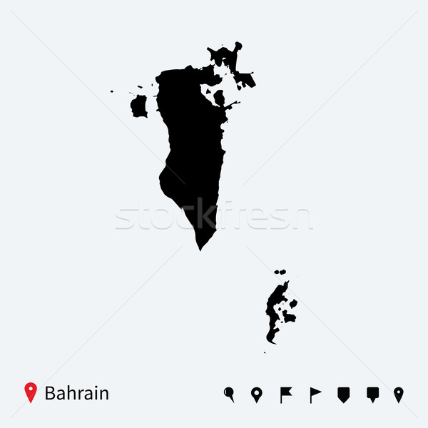 High detailed vector map of Bahrain with navigation pins. Stock photo © tkacchuk