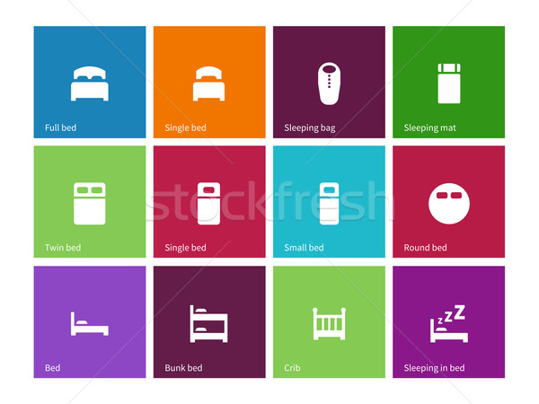 Full and single bed icons on color background. Stock photo © tkacchuk