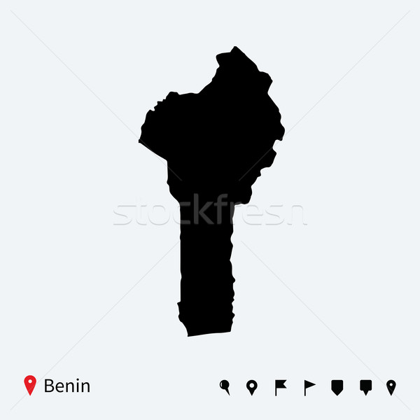 High detailed vector map of Benin with navigation pins. Stock photo © tkacchuk
