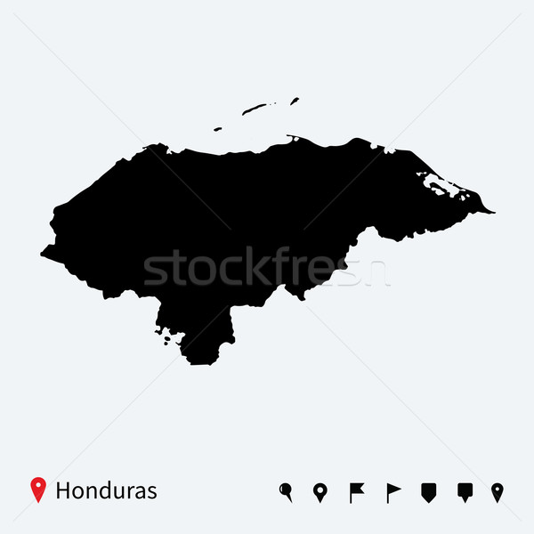 Сток-фото: высокий · подробный · вектора · карта · Гондурас · навигация