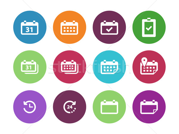 Calendar circle icons on white background. Stock photo © tkacchuk