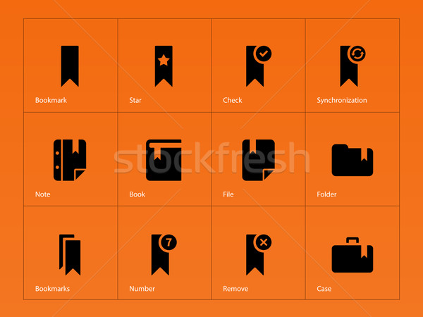 Bookmark, favorite icons on orange background. Stock photo © tkacchuk
