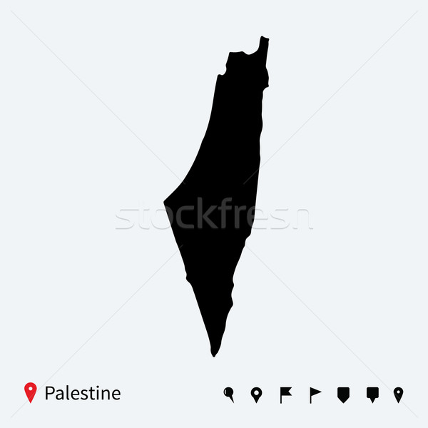 High detailed vector map of Palestine with navigation pins. Stock photo © tkacchuk