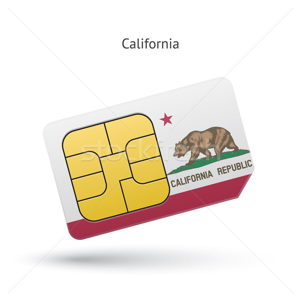 Stock photo: State of California phone sim card with flag.