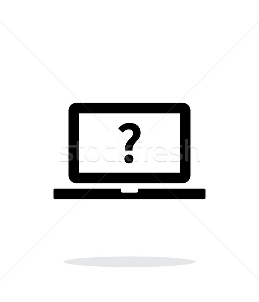 Foto stock: Ayudar · preguntas · frecuentes · portátil · icono · blanco · ordenador