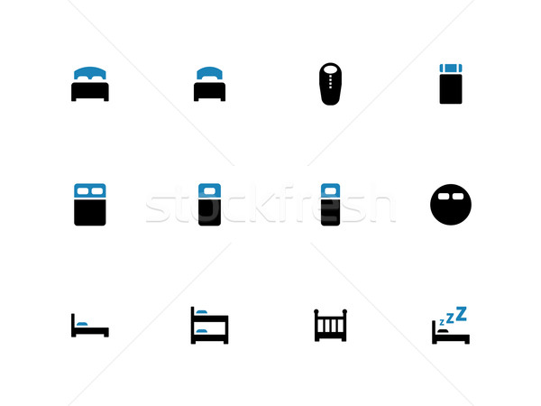 Bed duotone icons on white background. Stock photo © tkacchuk