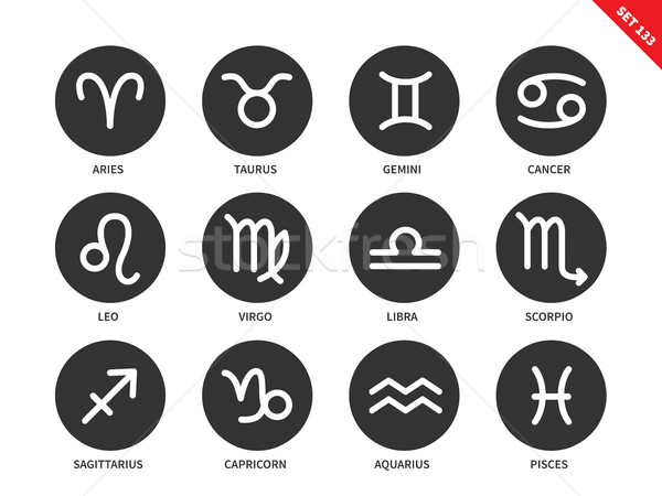 Zodíaco iconos blanco vector astrología Foto stock © tkacchuk