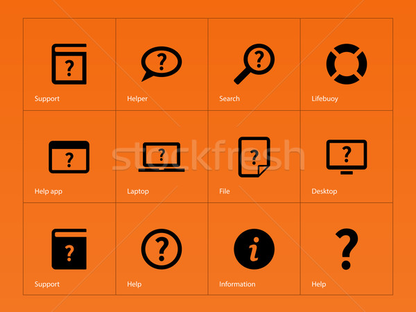 Stockfoto: Helpen · faq · iconen · oranje · abstract · ontwerp