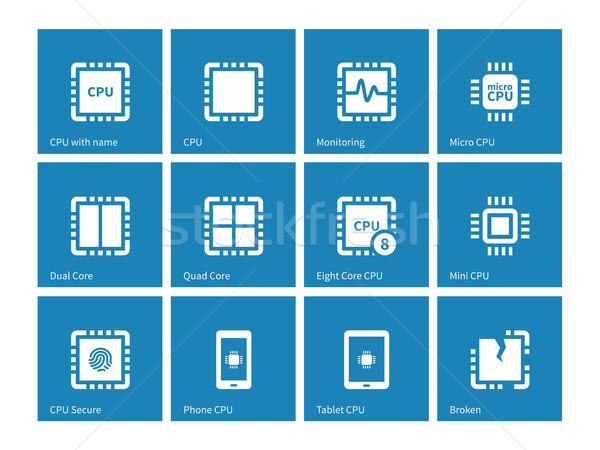 Electronic chip icons on blue background. Stock photo © tkacchuk