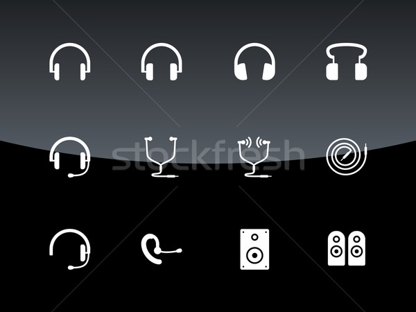 Headset icons on black background. Stock photo © tkacchuk