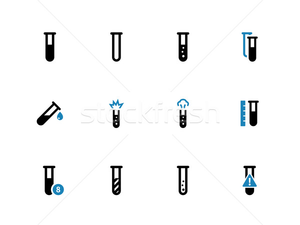 Chemical test tube duotone icons on white background. Stock photo © tkacchuk