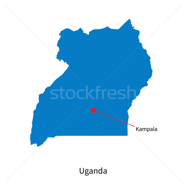 Detailed vector map of Uganda and capital city Kampala Stock photo © tkacchuk
