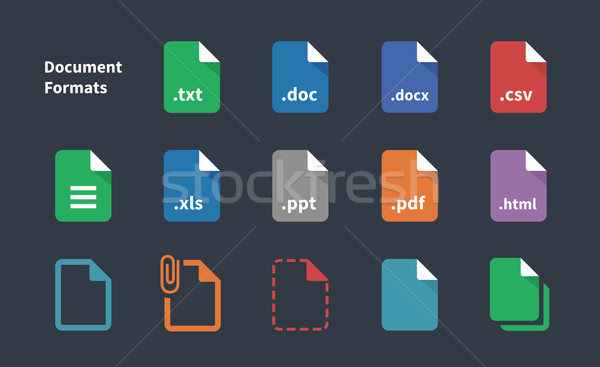 Set of Document File Formats icons. Stock photo © tkacchuk