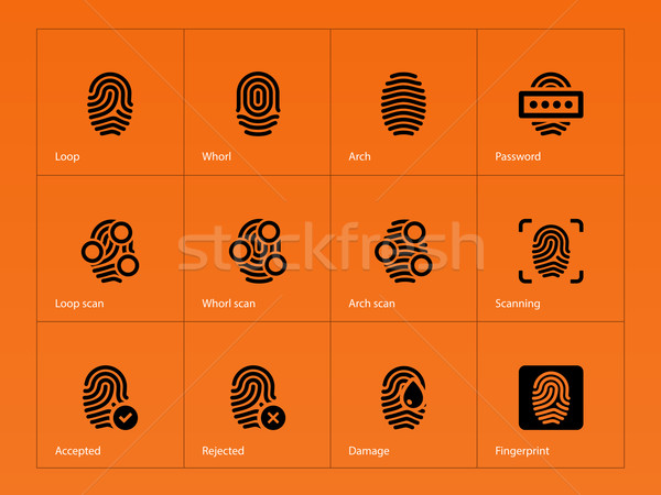 Fingerprint icons on orange background. Stock photo © tkacchuk