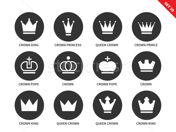 Kroon iconen witte koninklijk vector Stockfoto © tkacchuk