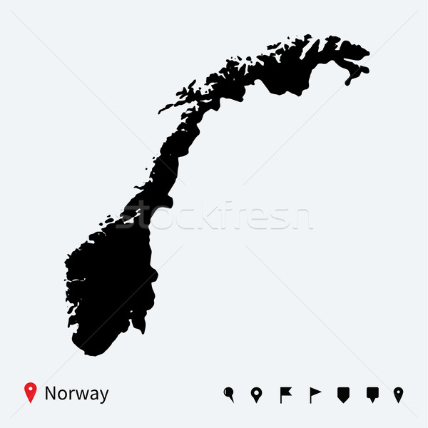 High detailed vector map of Norway with navigation pins. Stock photo © tkacchuk