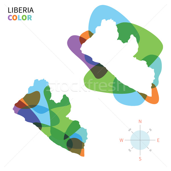 Stock photo: Abstract vector color map of Liberia with transparent paint effect.