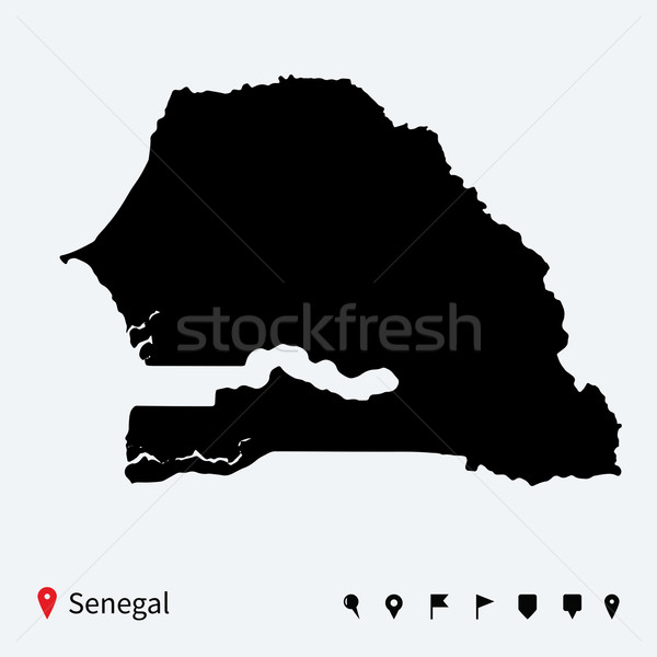 High detailed vector map of Senegal with navigation pins. Stock photo © tkacchuk