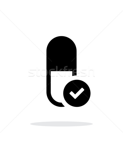 Pill Capsule icon with sign check on white background. Stock photo © tkacchuk