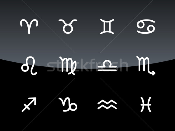 Zodiac icons on black background. Stock photo © tkacchuk