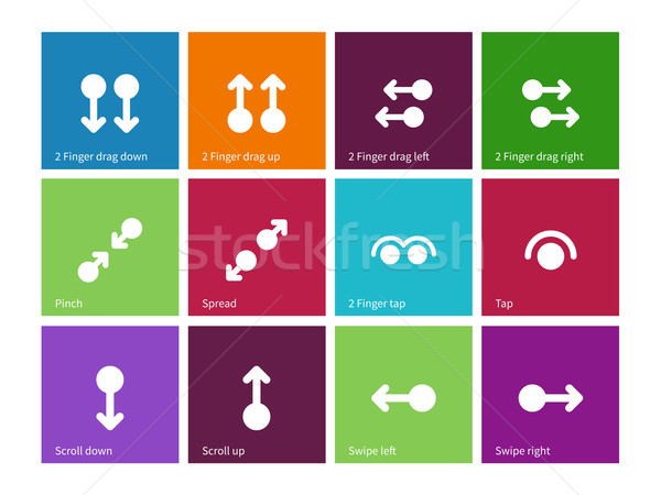 Collection of touch screen gesture icons on color background. Stock photo © tkacchuk