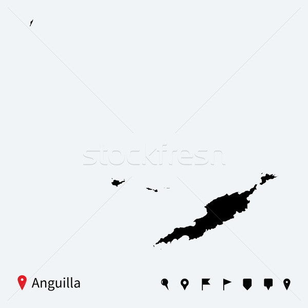 High detailed vector map of Anguilla with navigation pins. Stock photo © tkacchuk