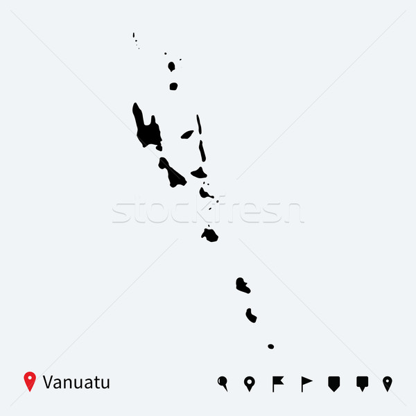 High detailed vector map of Vanuatu with navigation pins. Stock photo © tkacchuk