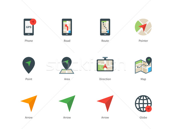GPS color iconos blanco pictograma colección Foto stock © tkacchuk