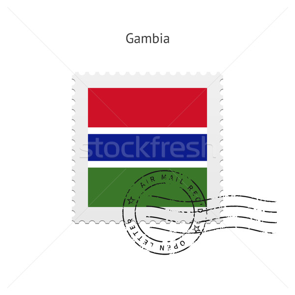 Gambia zászló postabélyeg fehér felirat levél Stock fotó © tkacchuk