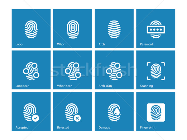 Fingerprint and thumbprint icons on blue background. Stock photo © tkacchuk