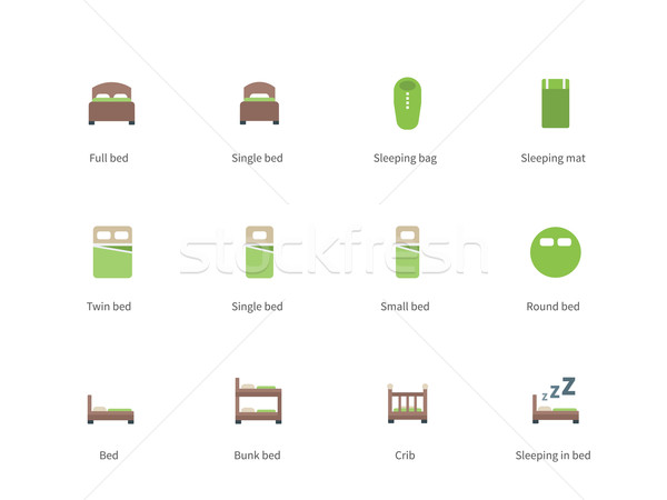 Hotel beds and Sleep signs color icons on white background. Stock photo © tkacchuk