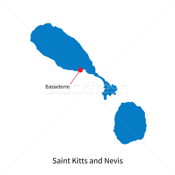 Map of Saint Kitts and Nevis with capital city Basseterre Stock photo © tkacchuk