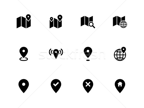 Map icons on white background. GPS and Navigation. Stock photo © tkacchuk