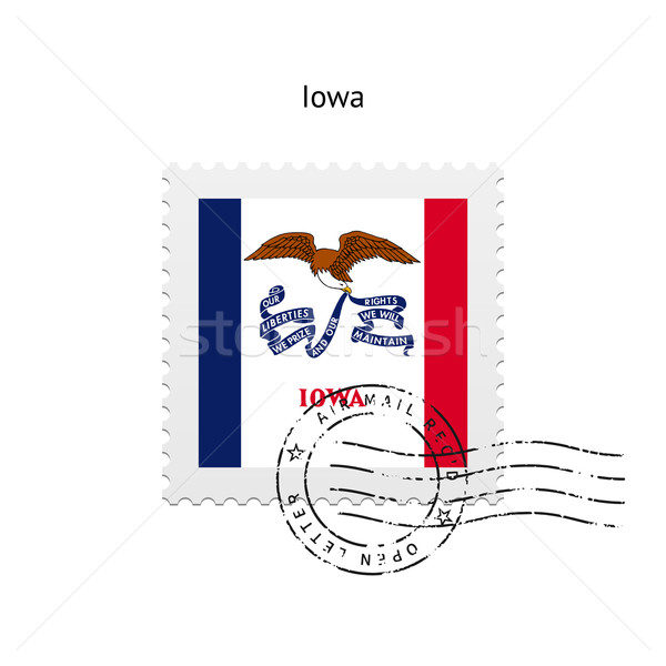 Stock photo: State of Iowa flag postage stamp.