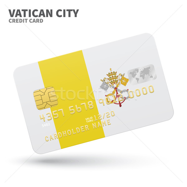 Credit card with Vatican City flag background for bank, presentations and business. Isolated on whit Stock photo © tkacchuk