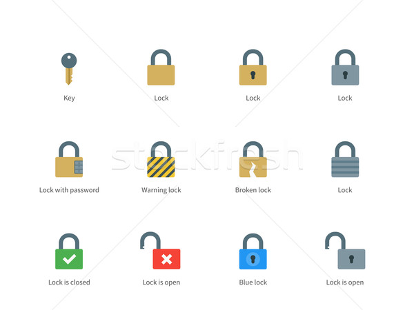 Locks icons on white background. Stock photo © tkacchuk