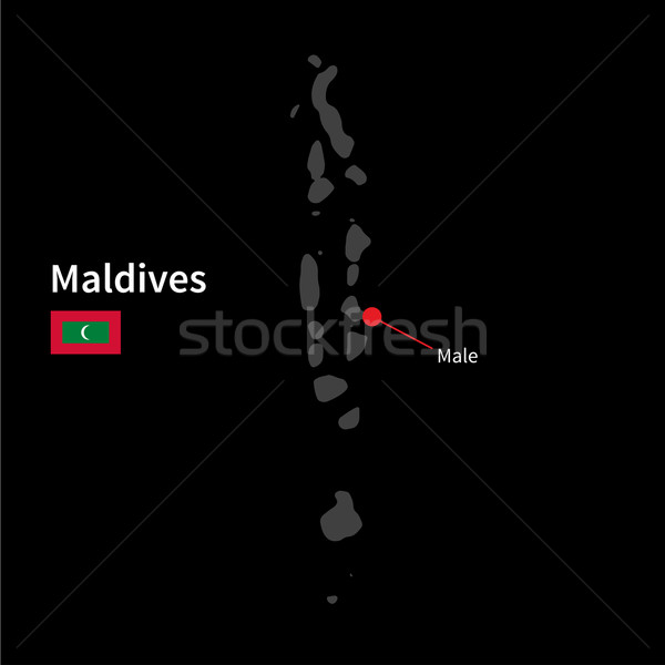 Detailed map of Maldives and capital city Male with flag on black background Stock photo © tkacchuk