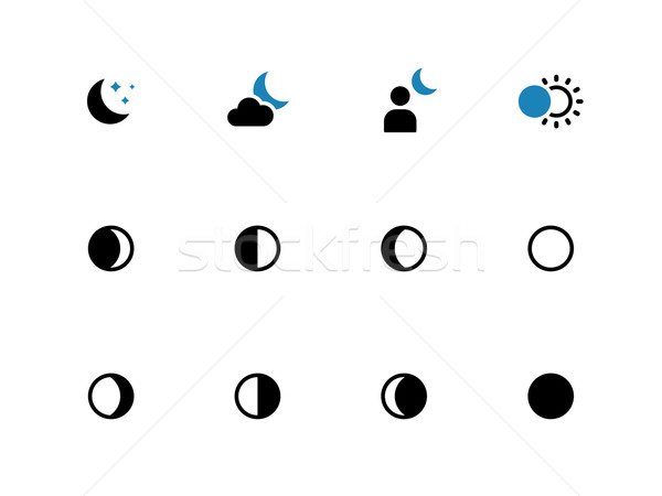 Phases of the moon duotone icons on white background. Stock photo © tkacchuk