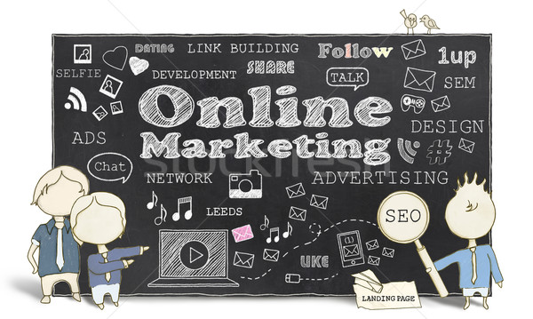 Marketing online oameni de afaceri alb web piaţă marketing Imagine de stoc © TLFurrer