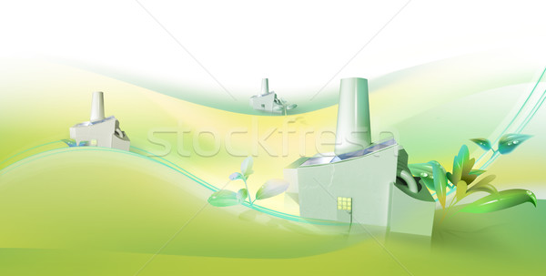 Verde tecnologia fábricas trabalhando negócio abstrato Foto stock © TLFurrer
