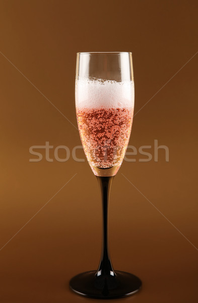 Pezsgő rózsaszín pezsgés ünneplés üveg furulya Stock fotó © tlorna