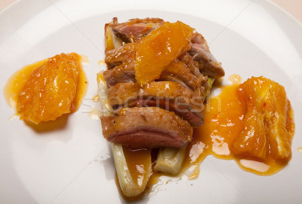Eend oranje saus traditioneel frans schotel Stockfoto © tlorna