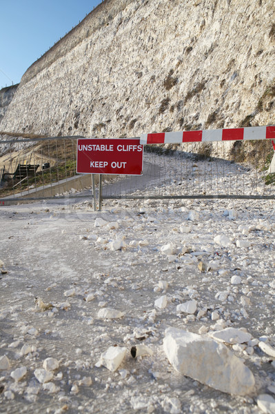Szirt instabil figyelmeztetés veszély figyelmeztető jel sziklák Stock fotó © tlorna