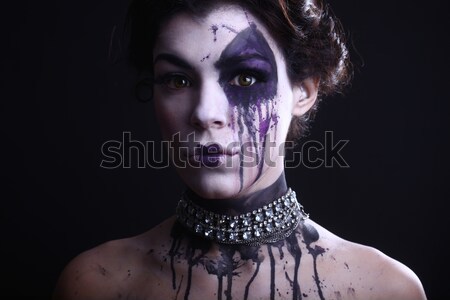Gothic expressief meisje donkere vrouw gezicht Stockfoto © tobkatrina