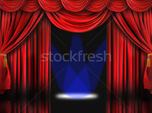 Red Theater Stage With Blue Spot Lights Stock photo © tobkatrina