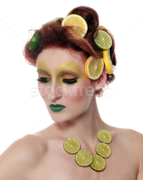 Woman Wearing Lemon and Lime as Art Stock photo © tobkatrina