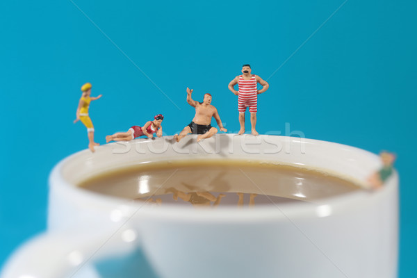 Plastic People Swimming in Coffee Stock photo © tobkatrina